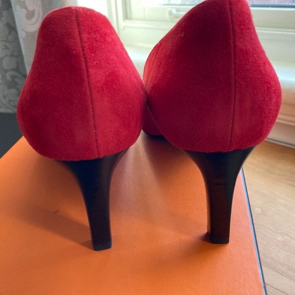 Hermes Red Suede shoes, UNUSED, size 38.5 - Picture 5 of 14
